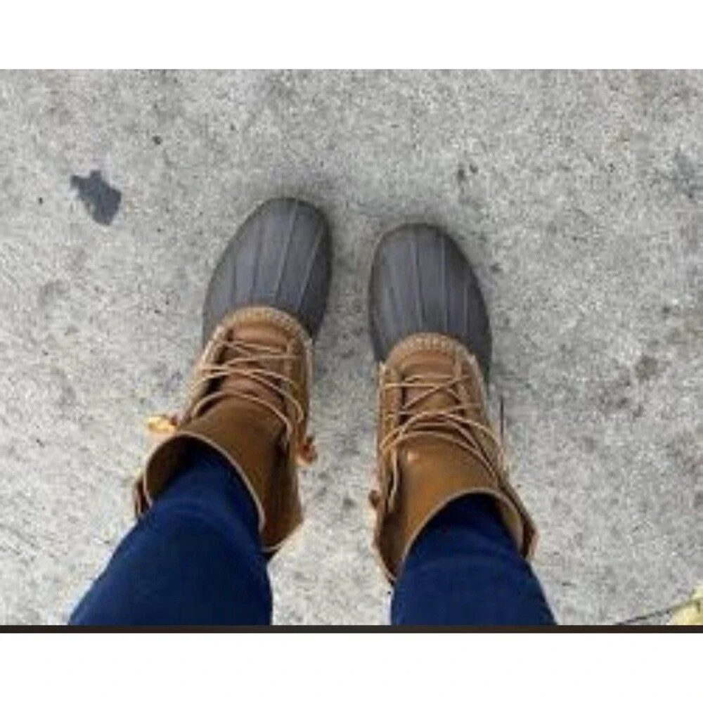 LL Bean Boots Ducks Boots Leather Waterproof Brown Mine Made Vintage Classic.